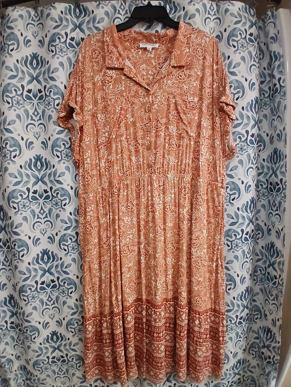 Lucky Brand Rust Orange Floral Maxi Dress